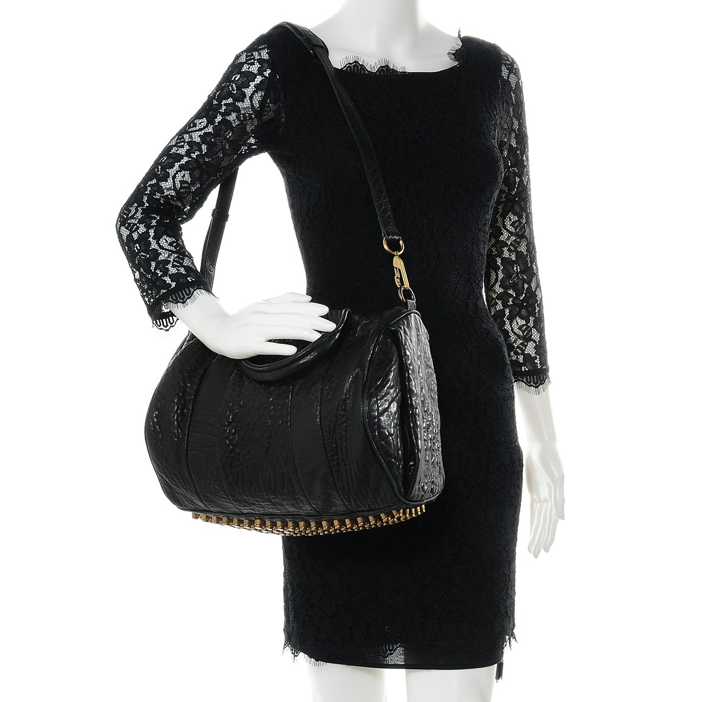 Leather Rocco Duffel Black With Antique Brass Hardware