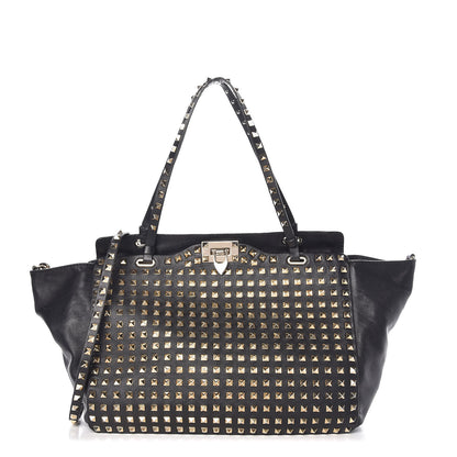 Valentino Garavani Vitello Medium Rockstud All Over Tote Black 1 of 8