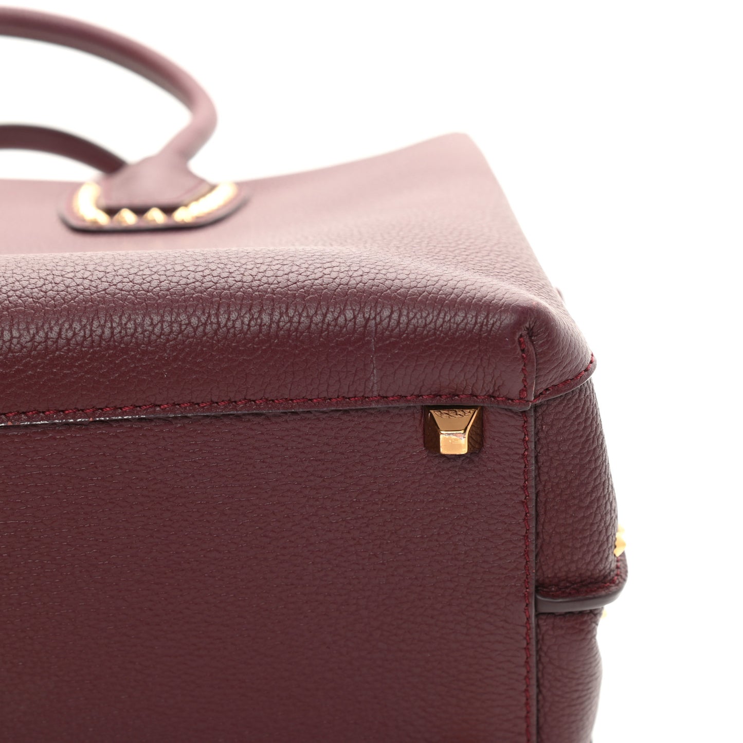 Grained Calfskin Studded Medium Milla Tote Rustic Brown