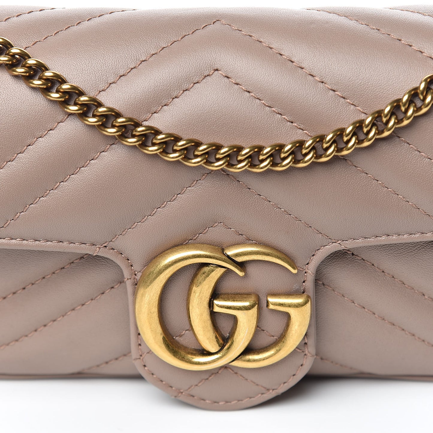 Calfskin Matelasse Super Mini GG Marmont Shoulder Bag Porcelain Rose