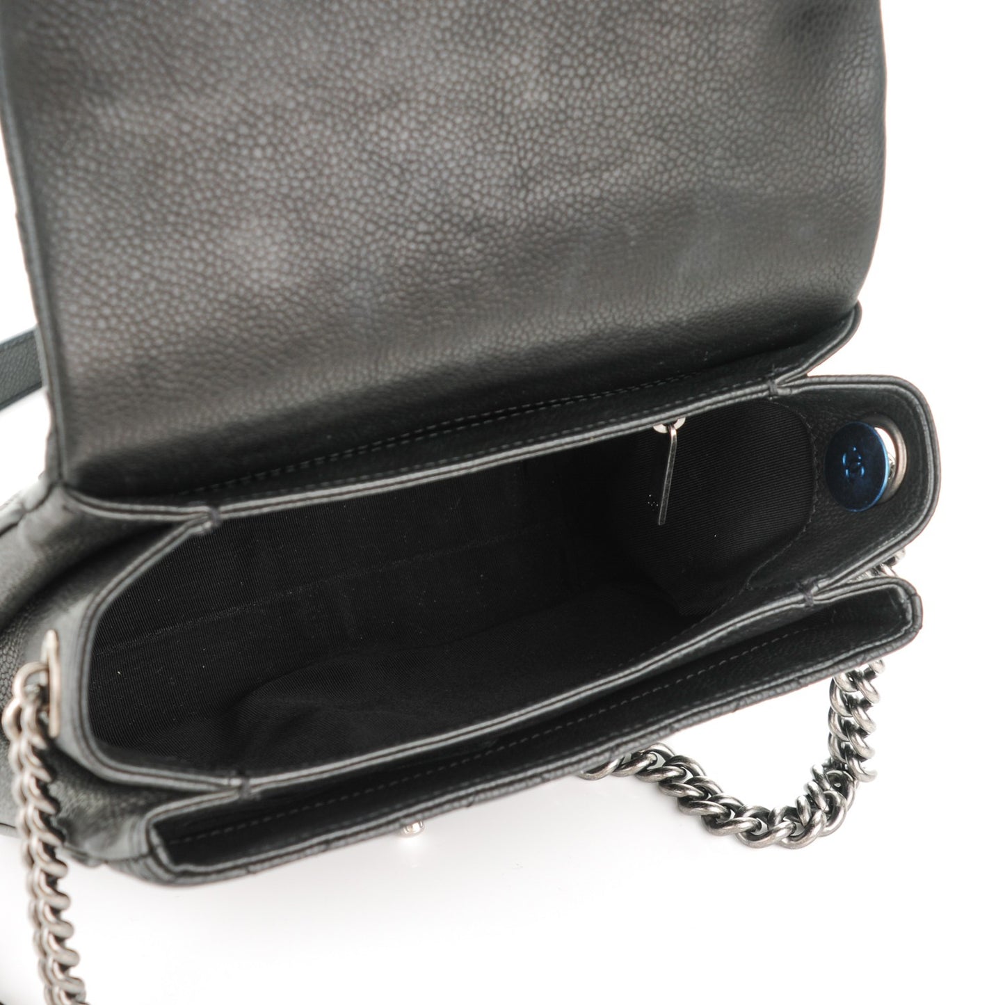 Caviar Quilted Small Rock In Rome Flap Black