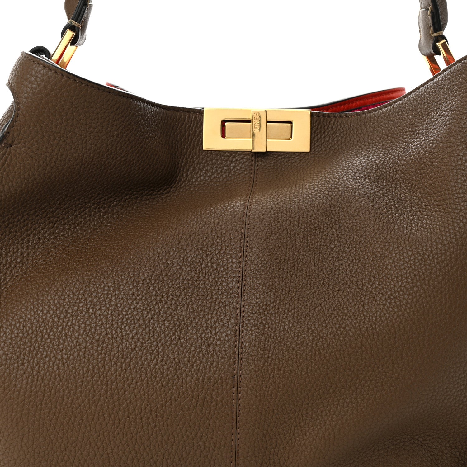 Fendi Cuoio Romano Selleria Bi-Color Large Peekaboo X-Lite Fango Papavero Fuxia 7 of 9