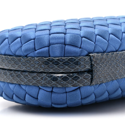Bottega Veneta Satin Intreccio Impero Ayers Knot Clutch Blue 8 of 11