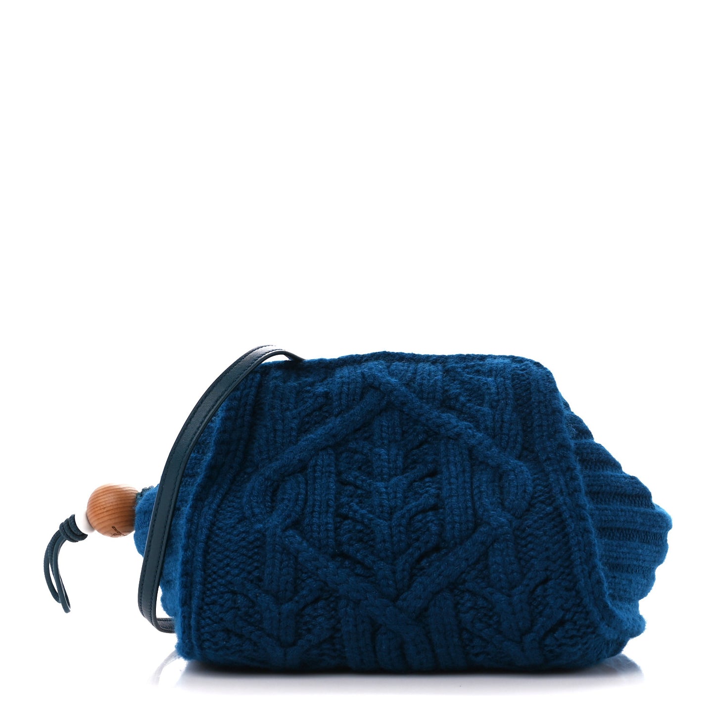 Cashmere Cable Knit Pontaccio Puffy Pouch Clutch Bag Blue