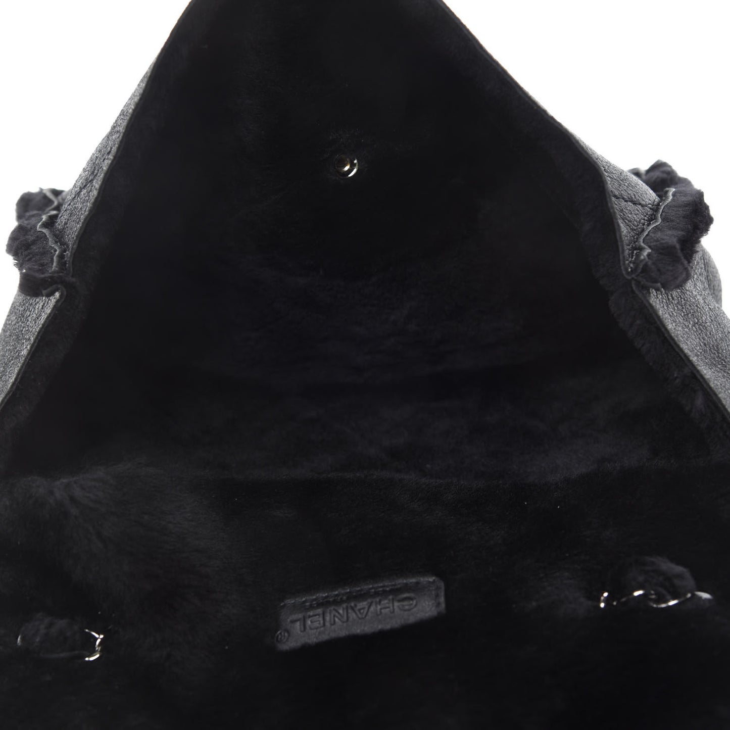 Shearling Quilted Medium Single Flap Black