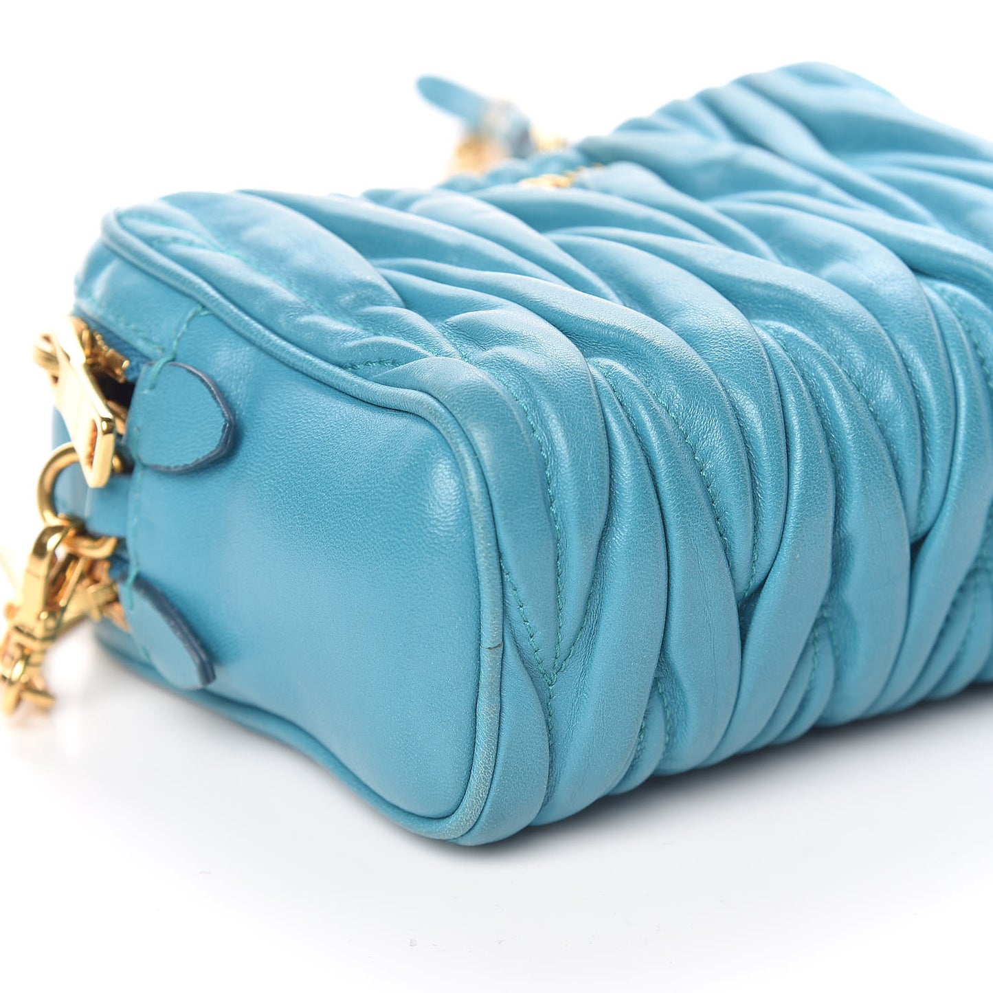 Nappa Matelasse Double Zip Chain Mini Shoulder Bag Blue