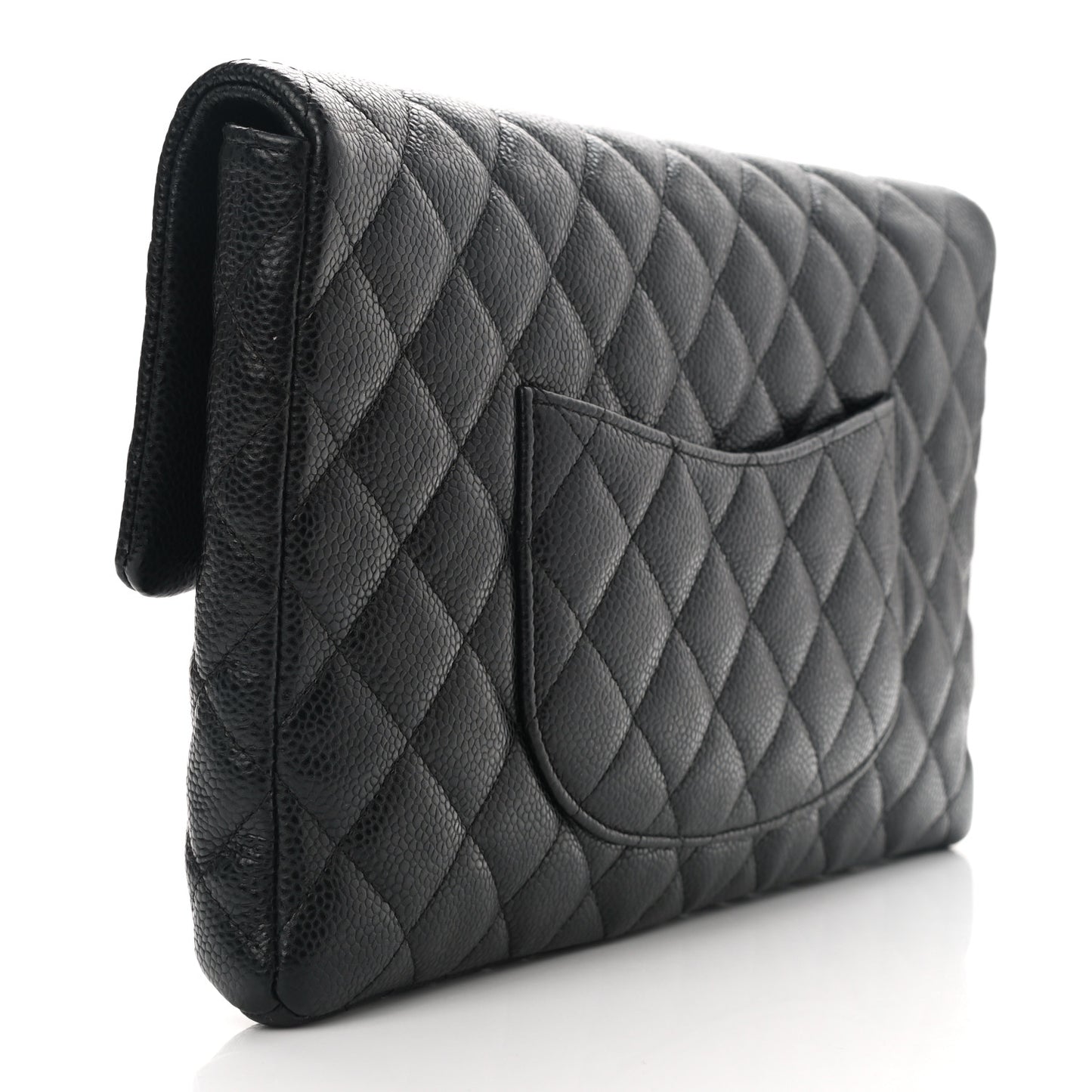 Caviar Quilted Flap Clutch Black