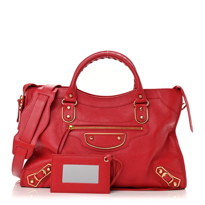 Balenciaga Chevre Gold Metallic Edge Hardware City Rouge Grenade 1 of 10