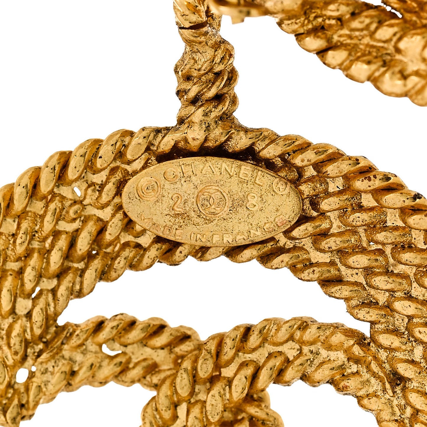 Medals CC Drop Clip On Earrings Gold