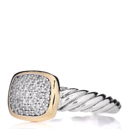 David Yurman Sterling Silver 18K Yellow Gold Diamond 10mm Noblesse Ring 54 7 3 of 6