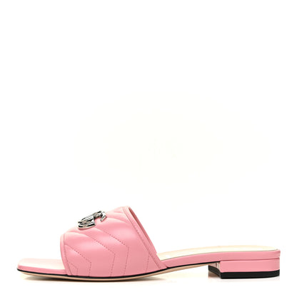 Gucci Nappa Matelasse GG Marmont Flat Slide Sandals 40 Wild Rose 1 of 8