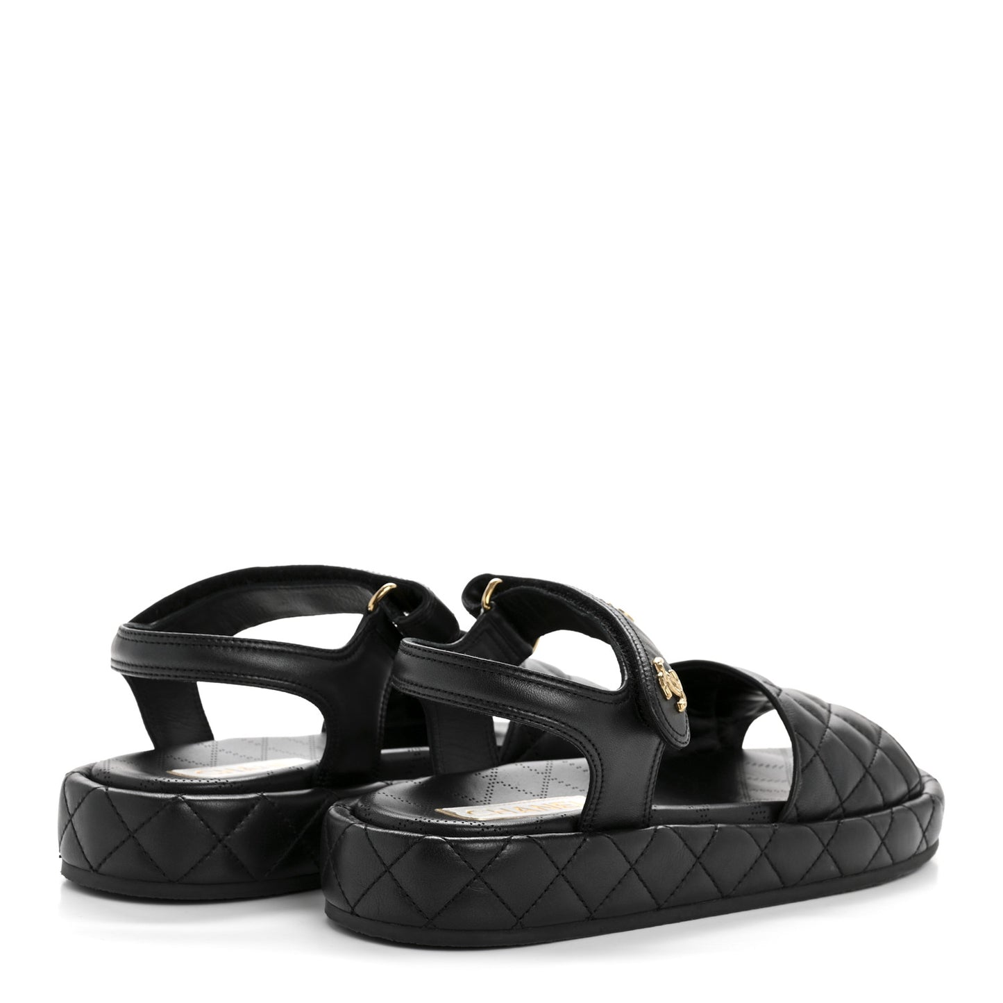 Lambskin Quilted Dad Sandals 41 Black
