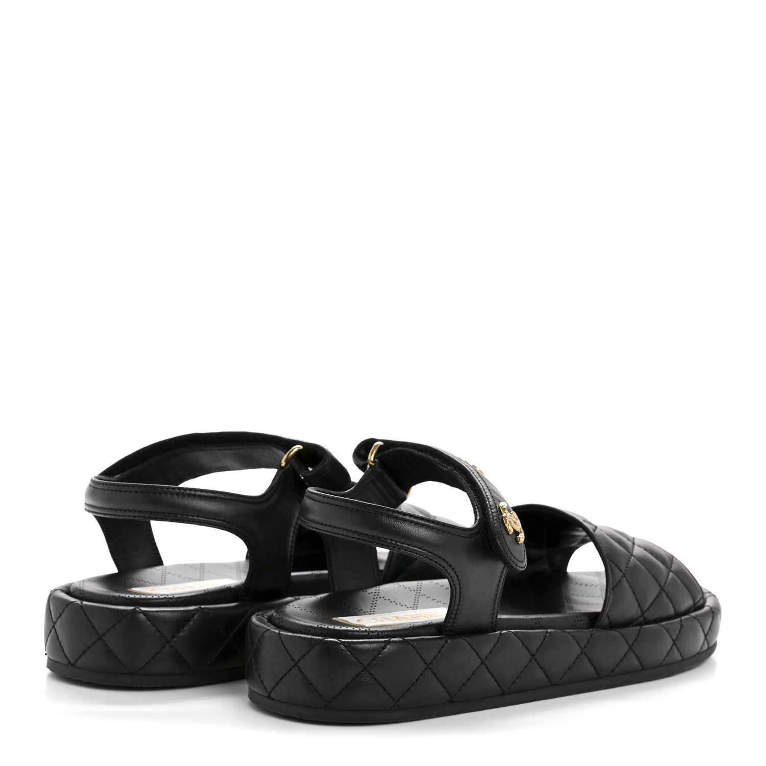 Chanel Lambskin Quilted Dad Sandals 41 Black 5 of 9