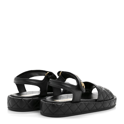 Chanel Lambskin Quilted Dad Sandals 41 Black 5 of 9