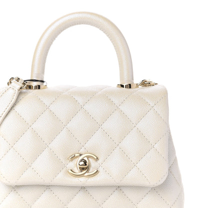 Chanel Iridescent Caviar Quilted Extra Mini Coco Handle Flap Ivory 10 of 10