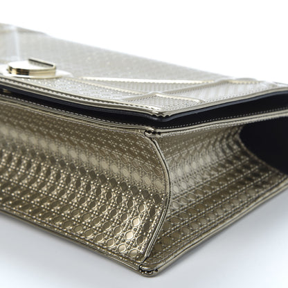 Christian Dior Metallic Patent Micro-Cannage Medium Diorama Flap Bag Gold 6 of 8