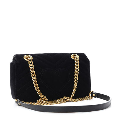 Gucci Velvet Matelasse Mini GG Marmont Shoulder Bag Black 3 of 12