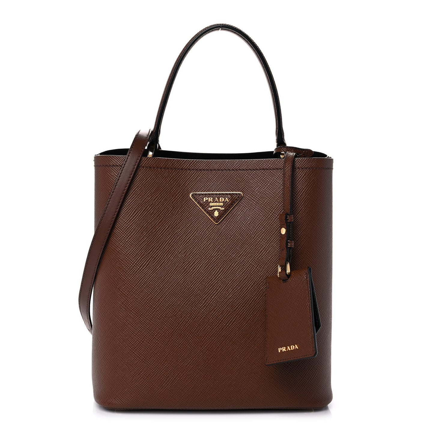 Saffiano Cuir Medium Panier Bucket Bag Palissandro