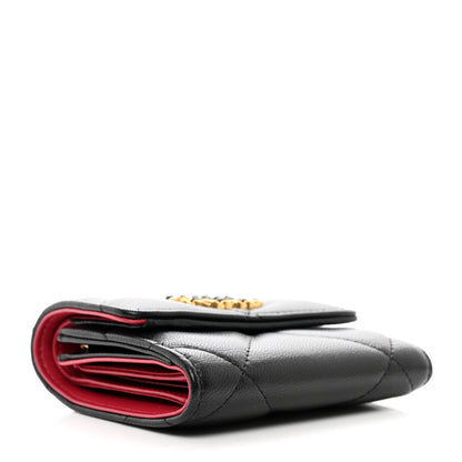 Chanel Goatskin Quilted Chanel 19 Small Flap Wallet Black 4 of 8