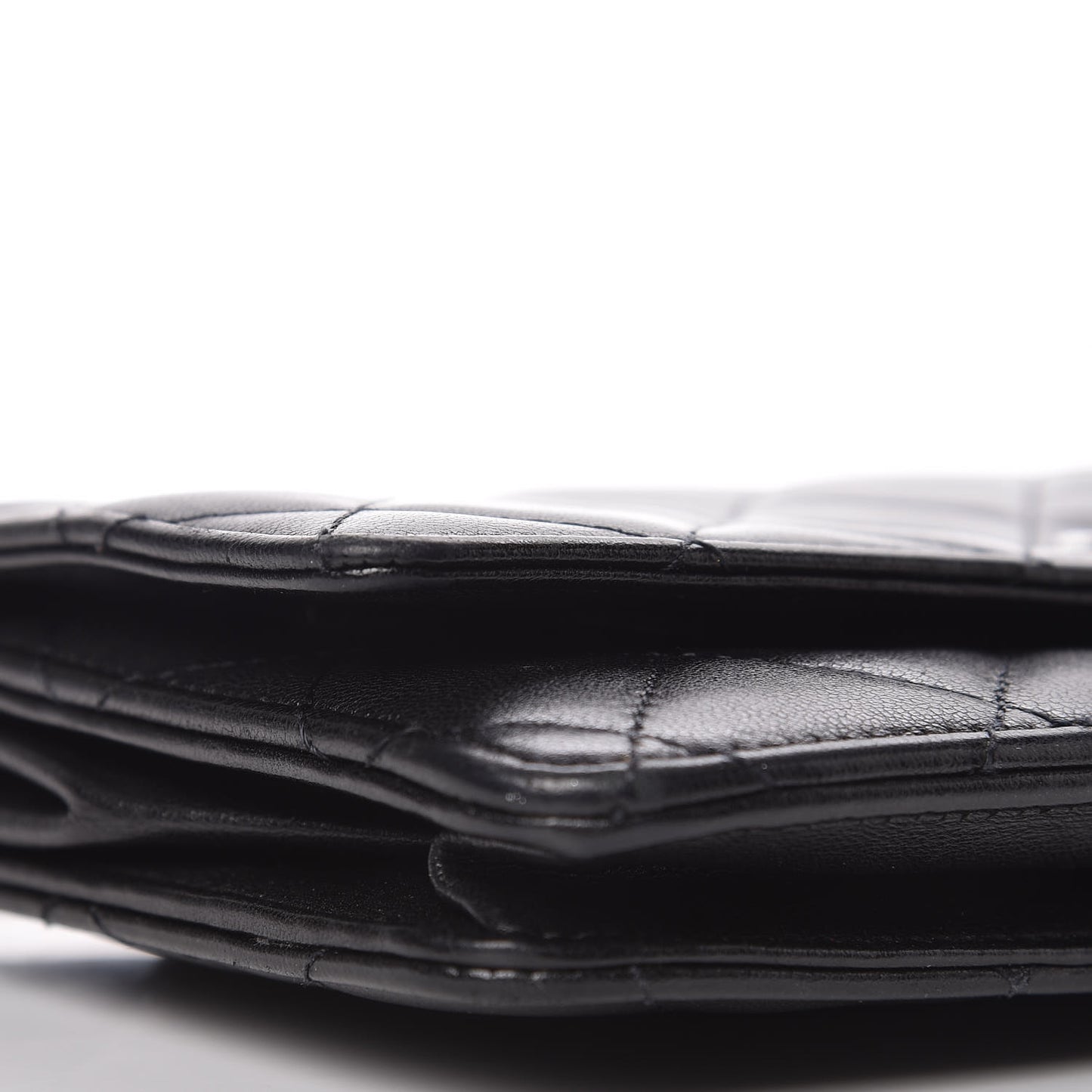 Lambskin Quilted Wallet On Chain WOC Black