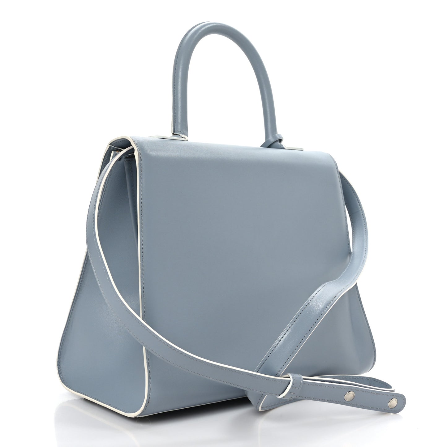 Calfskin MM Brillant Satchel Ice Blue