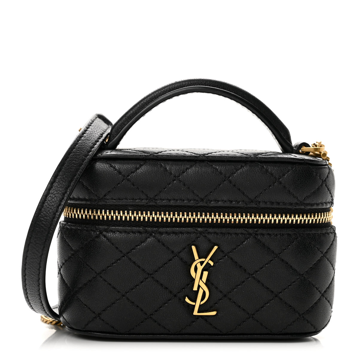 Saint Laurent Lambskin Quilted Micro Gaby Vanity Case Black 1 of 13
