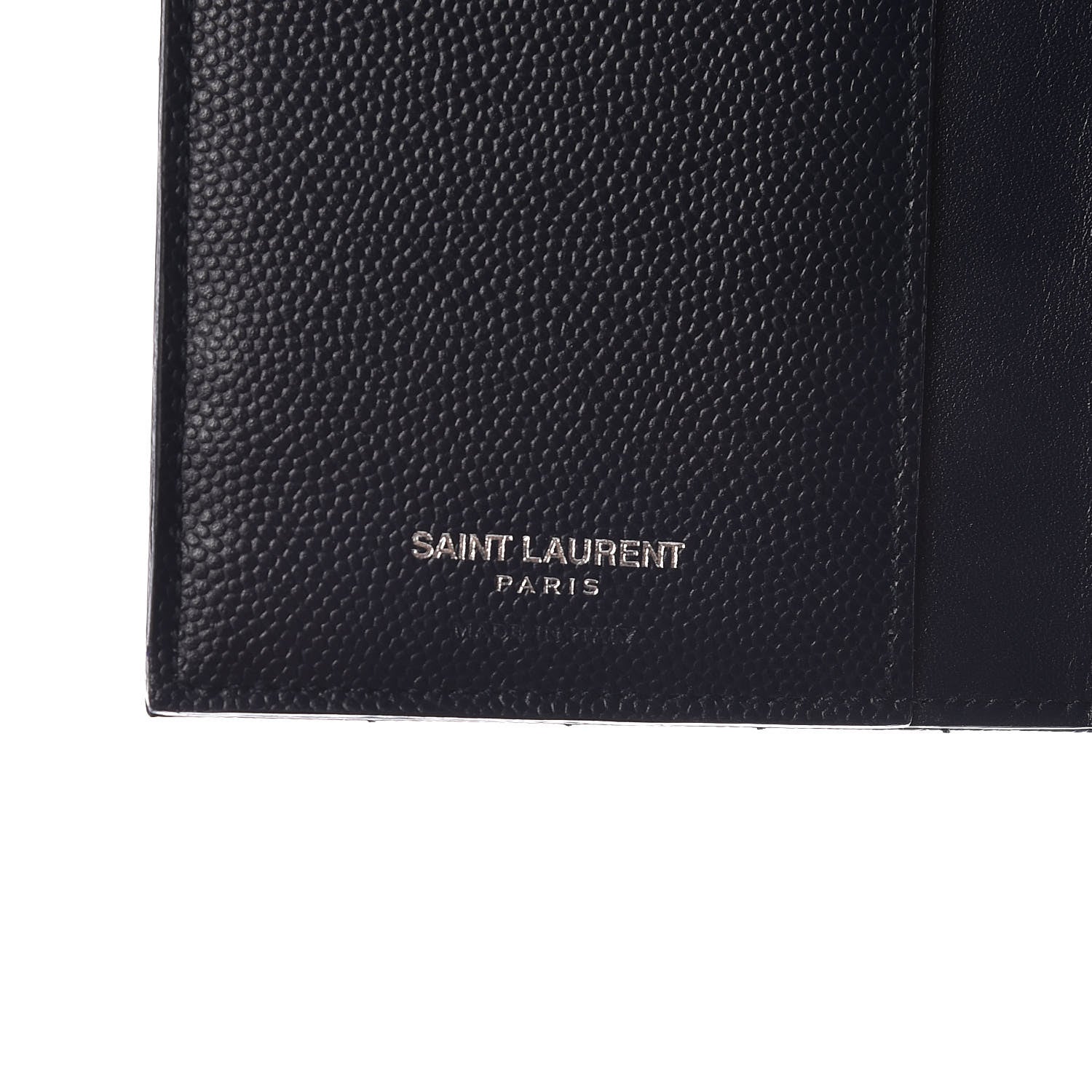 Saint Laurent Grain De Poudre Matelasse Chevron Small Monogram Passport Case Deep Marine 8 of 10