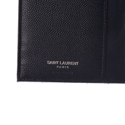 Saint Laurent Grain De Poudre Matelasse Chevron Small Monogram Passport Case Deep Marine 8 of 10