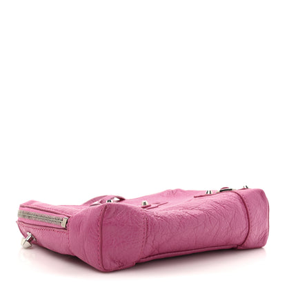 Balenciaga Agneau Arena Classic Silver Hardware Pouch With A Chain Crossbody Rose Flamingo 4 of 14
