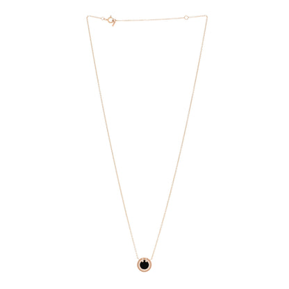 Tiffany 18K Rose Gold Diamond Black Onyx Small T Circle Pendant Necklace 3 of 4