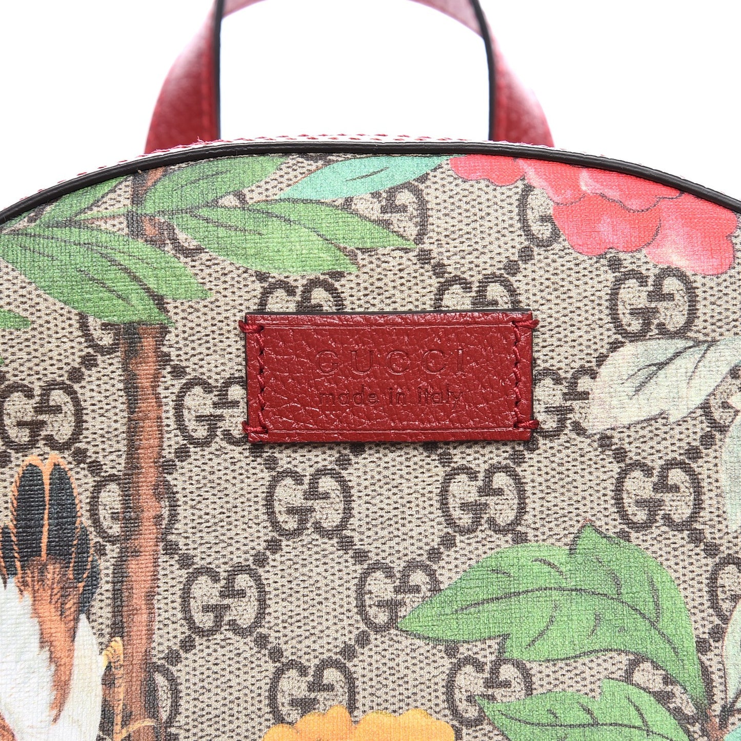 GG Supreme Monogram Tian Web Small Day Backpack Beige Multicolor Red