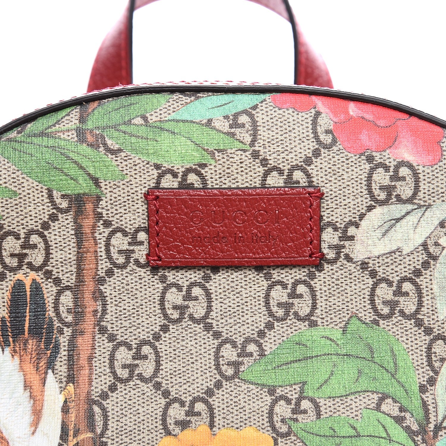 Gucci GG Supreme Monogram Tian Web Small Day Backpack Beige Multicolor Red 8 of 9