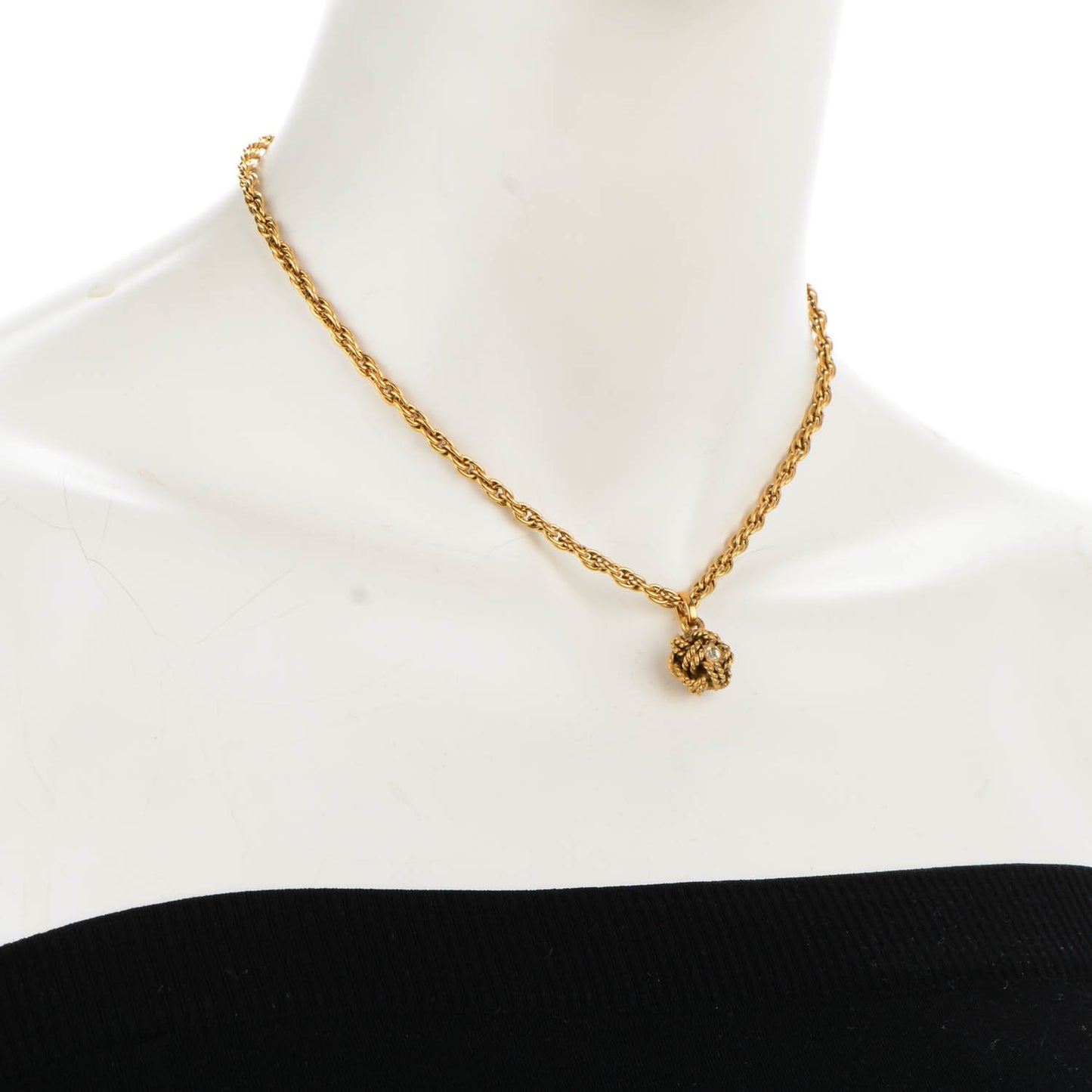 Crystal Knot Pendant Chain Necklace Gold