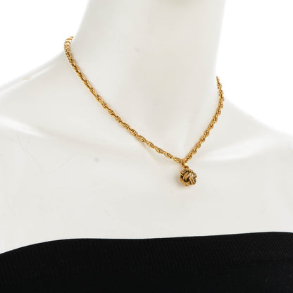 Chanel Crystal Knot Pendant Chain Necklace Gold 2 of 5