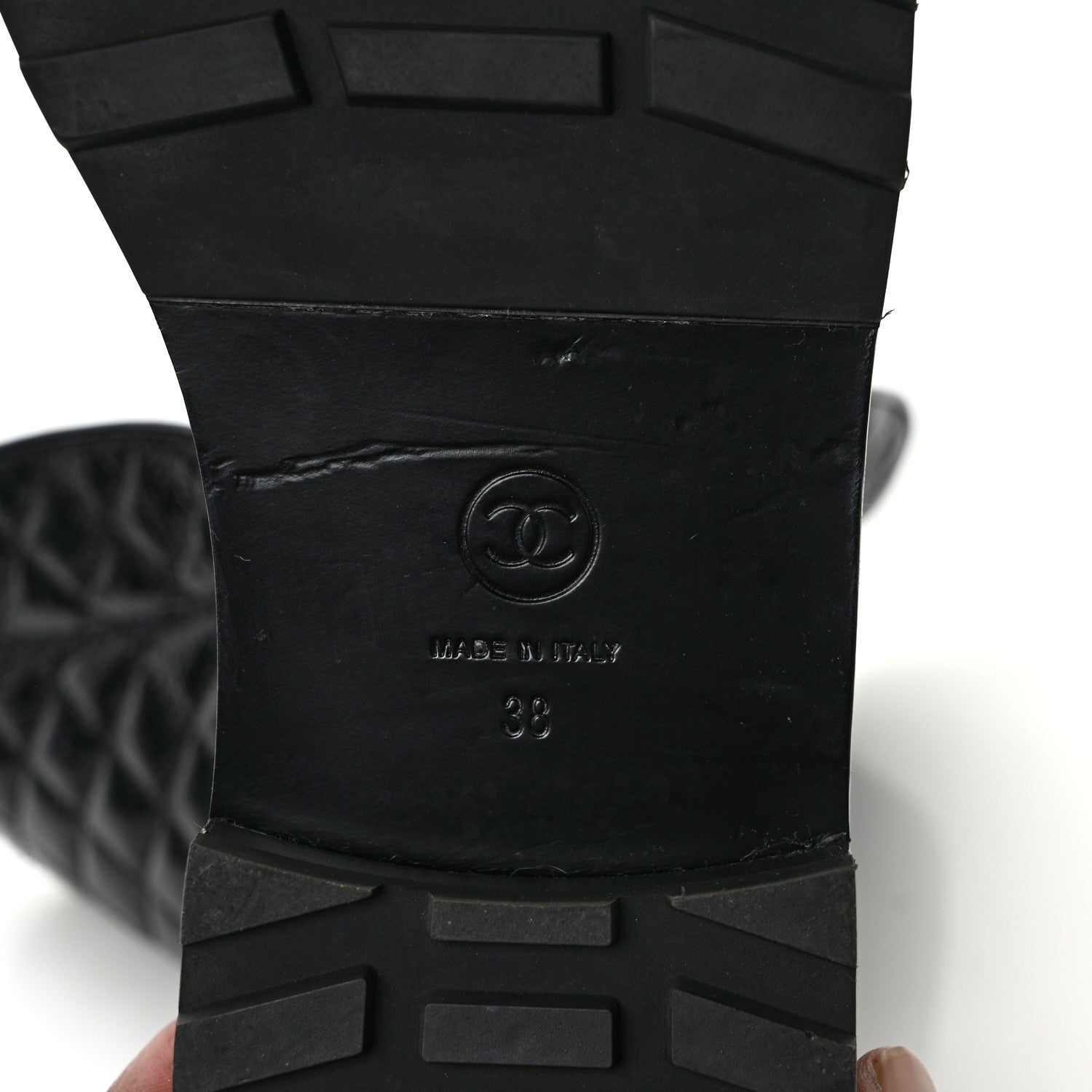 Chanel Crackled Calfskin Velvet Pearl Combat Ankle Boots 38 Black 6 of 9