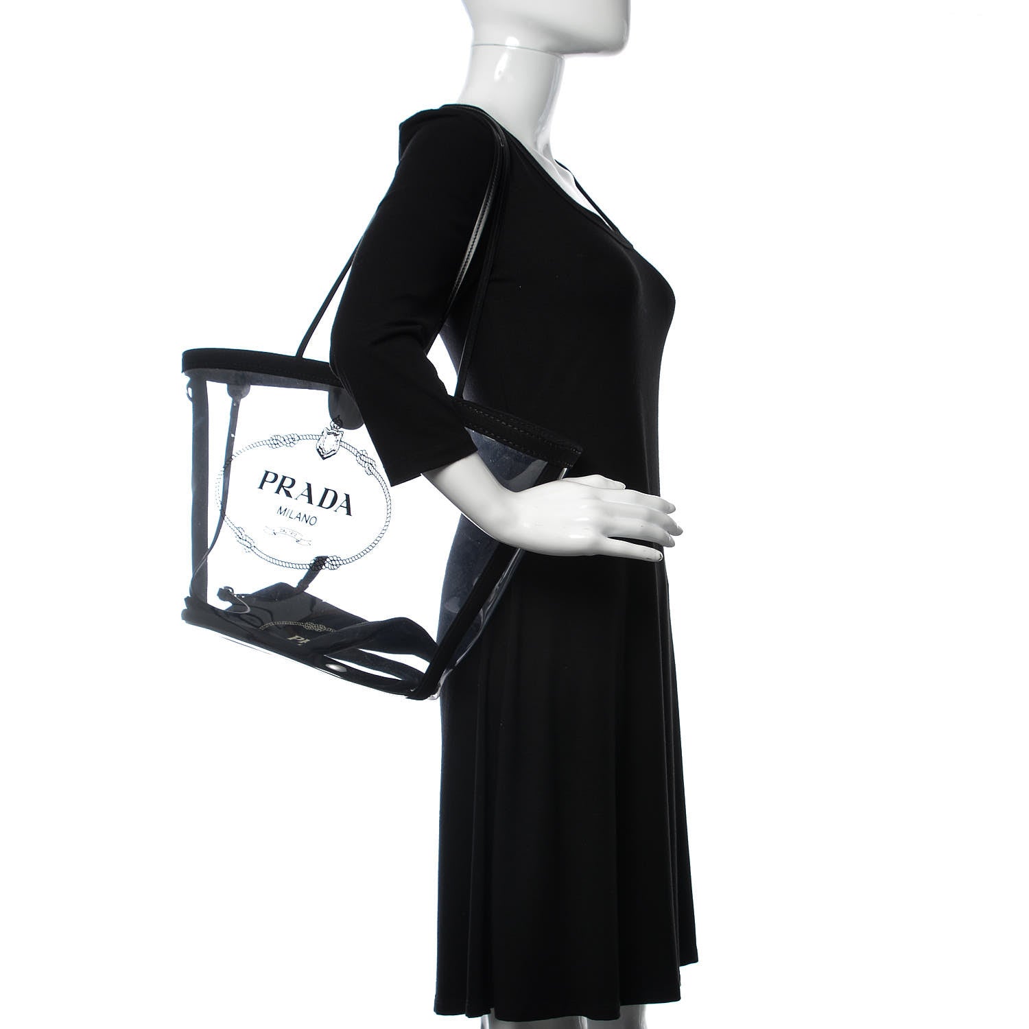 Prada Plexiglass Canapa Shopper Tote Black 2 of 9