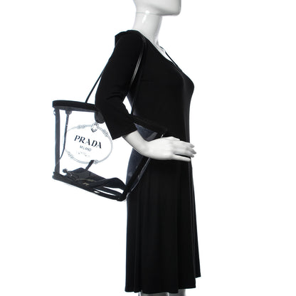 Prada Plexiglass Canapa Shopper Tote Black 2 of 9