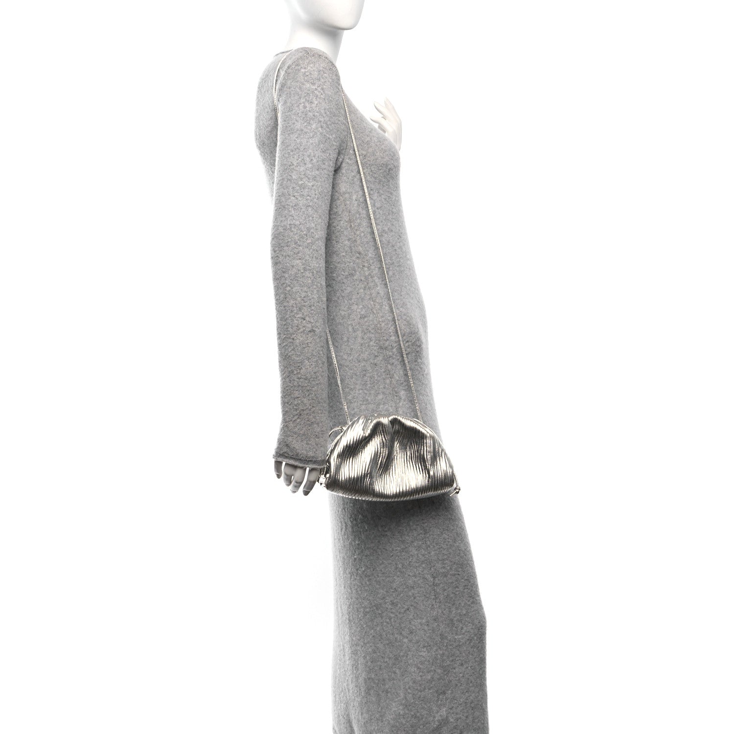 Bottega Veneta Metallic Bark Calfskin The Mini Pouch Silver 2 of 11
