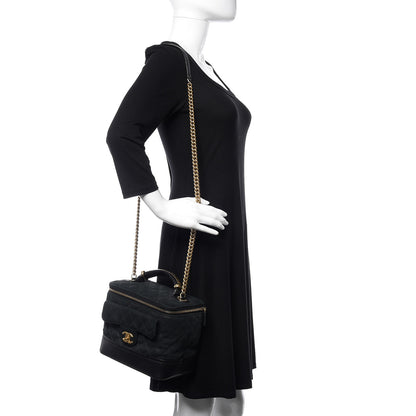 Chanel Iridescent Grained Calfskin Quilted Globe Trotter Vanity Case Black 2 of 12