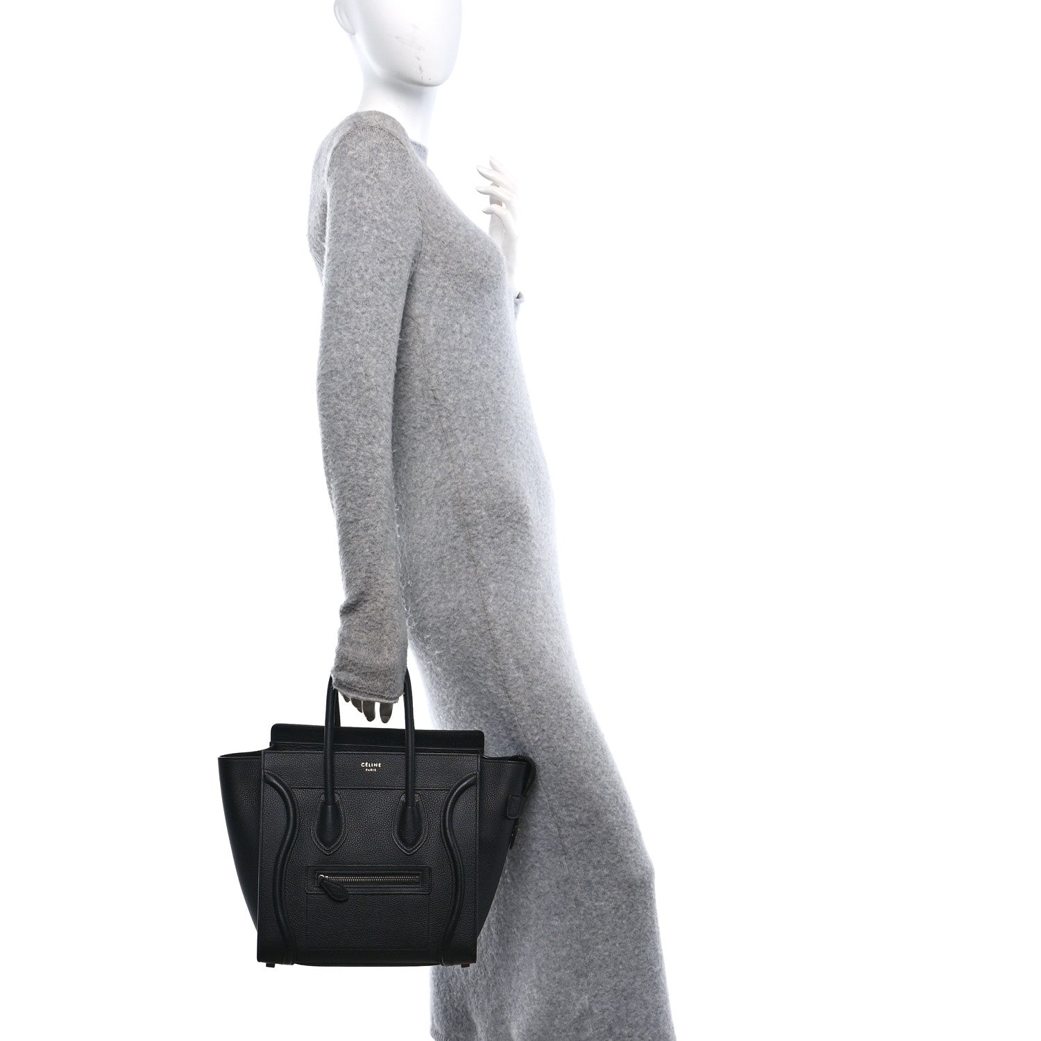 Celine Drummed Calfskin Micro Luggage Black 2 of 9