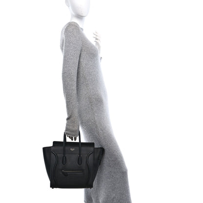 Celine Drummed Calfskin Micro Luggage Black 2 of 9