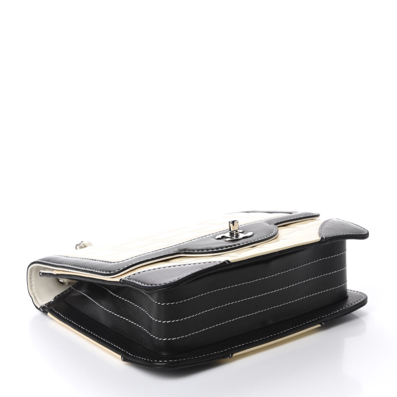 Chanel Lambskin Patent Chocolate Bar Flap White Black 4 of 11