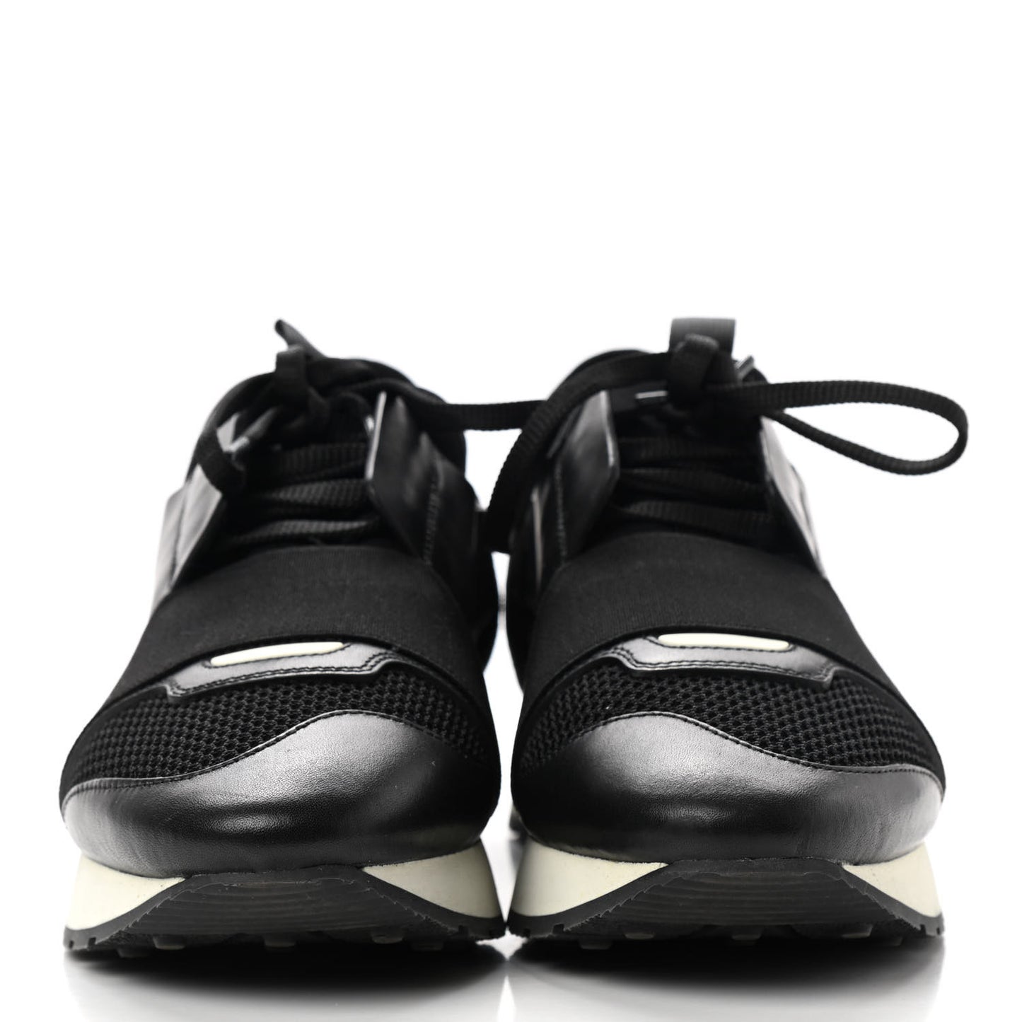 Mesh Calfskin Neoprene Suede Womens Race Runner Sneakers 37 Black