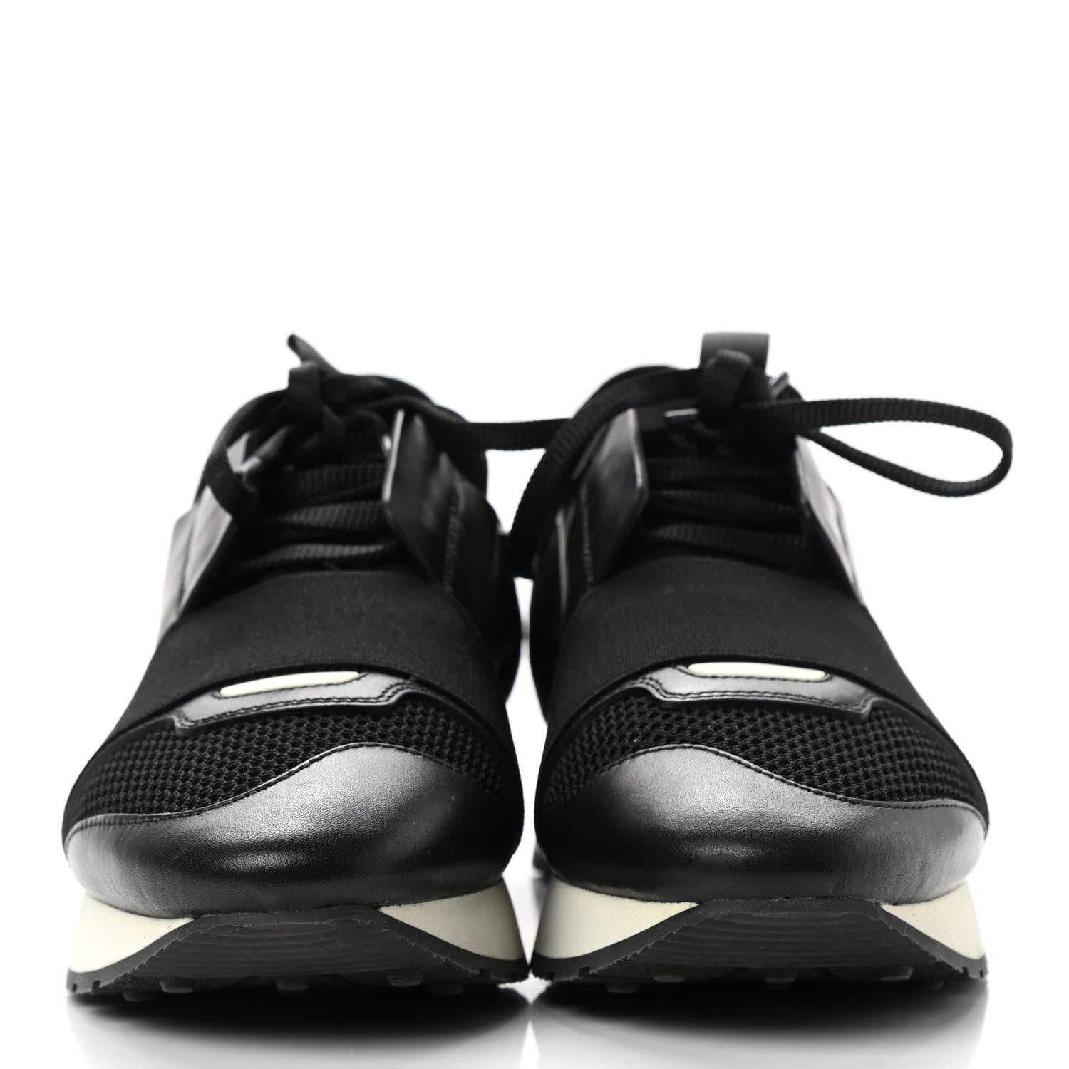 Balenciaga Mesh Calfskin Neoprene Suede Womens Race Runner Sneakers 37 Black 2 of 11