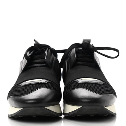 Balenciaga Mesh Calfskin Neoprene Suede Womens Race Runner Sneakers 37 Black 2 of 11