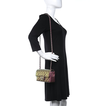 Chanel Iridescent Lambskin Quilted Mini Rectangular Flap Dark Purple 2 of 10