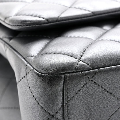 Chanel Metallic Lambskin Quilted Maxi Double Flap Pewter 12 of 15