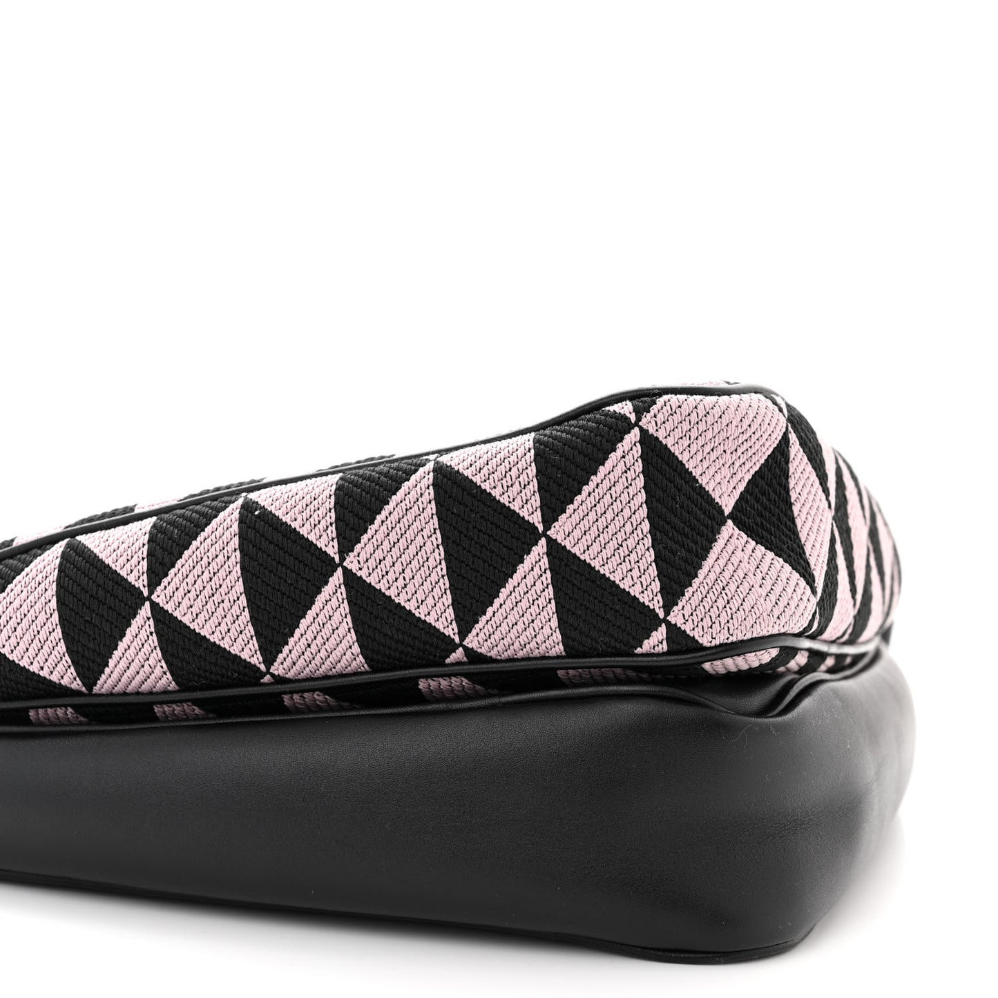 Jacquard Calfskin Triangolo Symbole Embroidered Mini Triangle Double Bag Black Alabastro