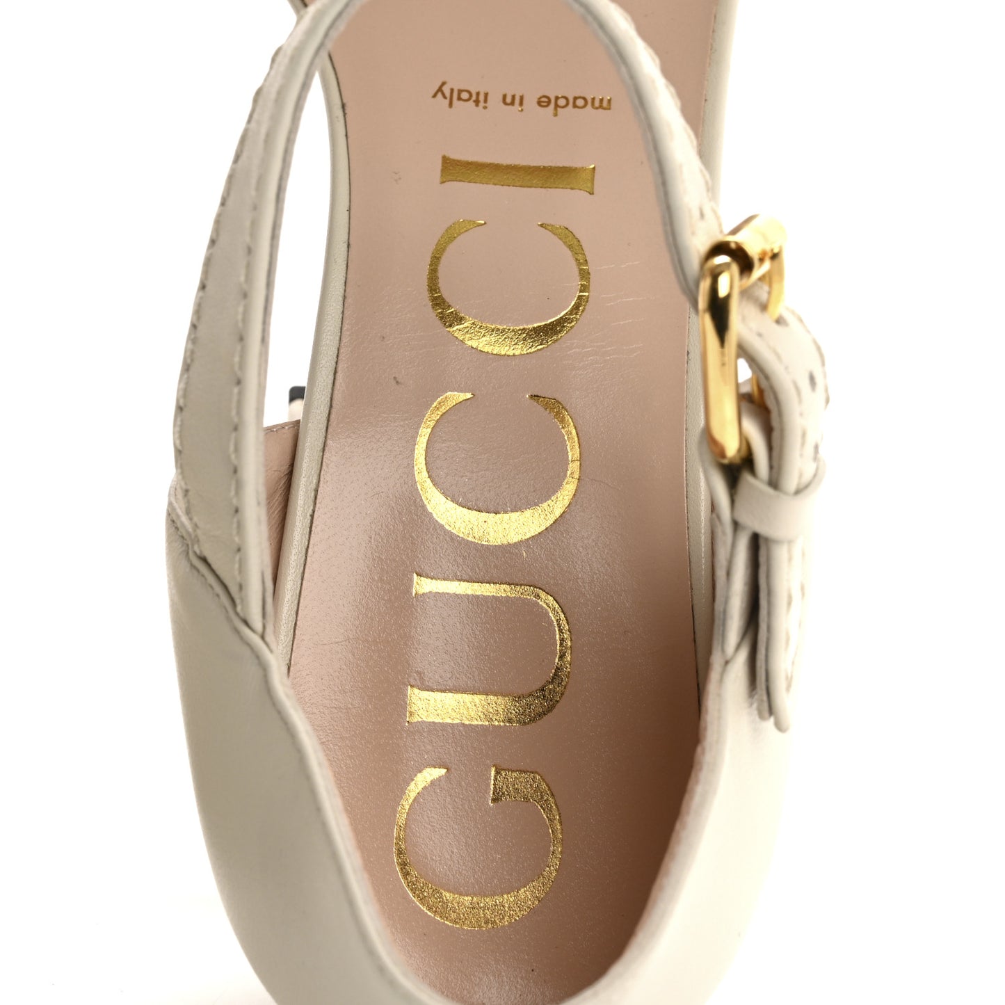 Nappa Horsebit Cross Strap 95mm Sandals 39 Mystic White