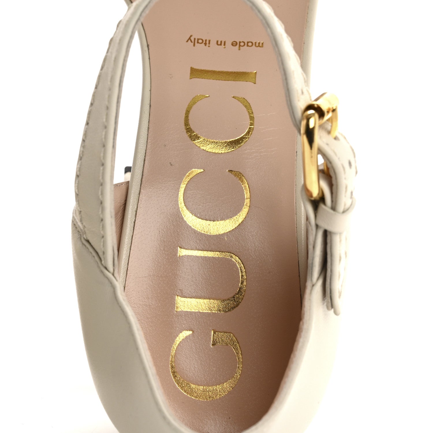 Gucci Nappa Horsebit Cross Strap 95mm Sandals 39 Mystic White 7 of 11